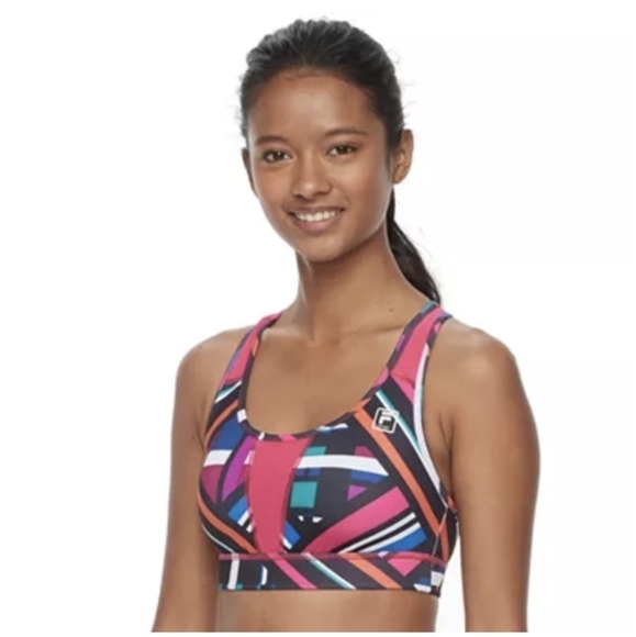 Fila Womens Multi-color Sport Performance Sports Bra Size XL - Picture 1 of 4